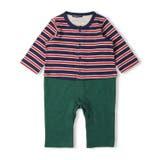 接結ボーダー長袖切替ロンパース・オール 70cm，80cm M52702 | こどもの森e-shop | 詳細画像3 