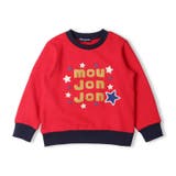 レッド | 星ワッペンロゴプリント裏毛トレーナー | こどもの森e-shop