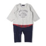 車プリントチェック切替長袖ロンパース | こどもの森e-shop | 詳細画像2 