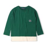 グリーン | バックプリントレイヤード風長袖Ｔシャツ | こどもの森e-shop