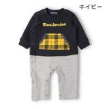 ネイビー | チェック柄ポケット裏毛ロンパース | こどもの森e-shop