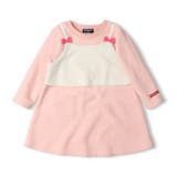 ピンク | ボアビスチェ付ブークレー裏起毛長袖ワンピース | こどもの森e-shop