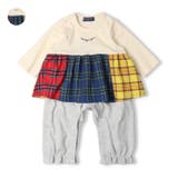 チェック切替長袖ロンパース・Tオール | こどもの森e-shop | 詳細画像1 