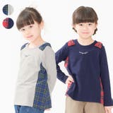 肩リボンチェック切替長袖Tシャツ | こどもの森e-shop | 詳細画像1