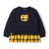 ネイビー | チェック柄りんごアップリケ裏毛トレーナー | こどもの森e-shop