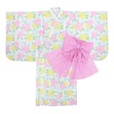 サックス | 【WEB限定】あじさい柄浴衣・帯セット | こどもの森e-shop