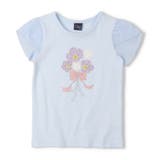 サックス | お花モチーフ袖シフォンＴシャツ | こどもの森e-shop