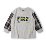 グレー | 袖チェック柄長袖Tシャツ | こどもの森e-shop