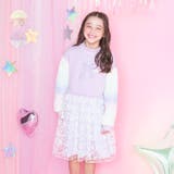 リボンモチーフ付花柄チュール切替裏起毛ワンピース | こどもの森e-shop | 詳細画像1 