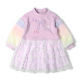 リボンモチーフ付花柄チュール切替裏起毛ワンピース | こどもの森e-shop | 詳細画像3 