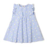 ブルー | 【WEB限定】ギンガムチェック花柄ワンピース | こどもの森e-shop