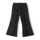 ブラック | フリルデザイン裏起毛長パンツ | こどもの森e-shop