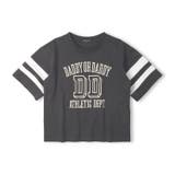 ブラック | ロゴプリント袖ライン半袖Tシャツ | こどもの森e-shop