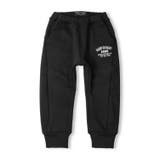 ブラック | 日本製ロゴプリント爆温裏起毛裾リブ長パンツ | こどもの森e-shop