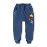 ネイビー | ワッペン付インディゴ爆温裏起毛裾リブ長パンツ | こどもの森e-shop