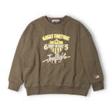 カーキグリーン | かすれロゴプリント裏毛トレーナー | こどもの森e-shop