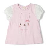 ピンク | ねこ・うさぎデザイン袖レース半袖Ｔシャツ | こどもの森e-shop
