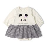オフホワイト | パンダ・うさぎアップリケスカート付ロンパース | こどもの森e-shop
