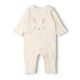 ホワイト | うさぎ・ねこプリントロンパース | こどもの森e-shop