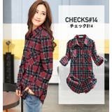 チェック シャツ ロングシャツ レディース 大きいサイズ チェックネルシャツ | MATCH麻吉 | 詳細画像13 