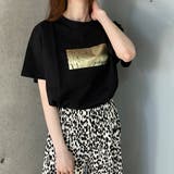 BLK/ゴールド | 箔プリントオーバーサイズTシャツ | me Jane