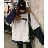 裏起毛配色レイヤード風ロゴ入りパーカー | me Jane | 詳細画像12 