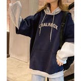 裏起毛配色レイヤード風ロゴ入りパーカー | me Jane | 詳細画像13 