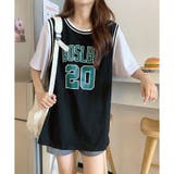 ブラック | バスケビブス風タンクトップドッキングTシャツ | me Jane