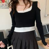 ブラック | レイヤード風オープンショルダーTOPS | me Jane