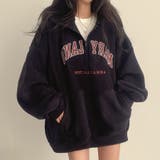 ハーフジップロゴ入りボアプルパーカー | me Jane | 詳細画像2