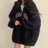 ハーフジップロゴ入りボアプルパーカー | me Jane | 詳細画像6