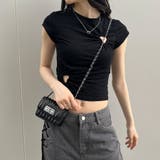 ハートカットアウトショート丈Tシャツ 春 韓国トップス | me Jane | 詳細画像6