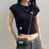 ブラック | ハートカットアウトショート丈Tシャツ 春 韓国トップス | me Jane