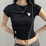 ハートカットアウトショート丈Tシャツ 春 韓国トップス | me Jane | 詳細画像9