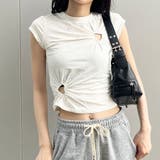 ハートカットアウトショート丈Tシャツ 春 韓国トップス | me Jane | 詳細画像12