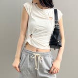 ハートカットアウトショート丈Tシャツ 春 韓国トップス | me Jane | 詳細画像15