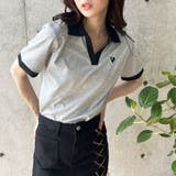 グレー | 胸ハート配色スキッパーポロトップス | me Jane