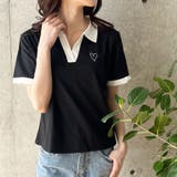 胸ハート配色スキッパーポロトップス | me Jane | 詳細画像17