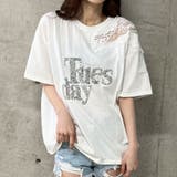 キラキラロゴレース切替Tシャツ | me Jane | 詳細画像12