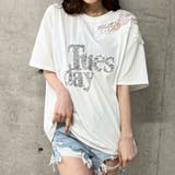 キラキラロゴレース切替Tシャツ | me Jane | 詳細画像13