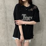 キラキラロゴレース切替Tシャツ | me Jane | 詳細画像3