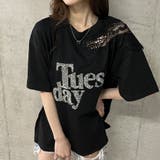 キラキラロゴレース切替Tシャツ | me Jane | 詳細画像4
