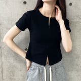ブラック | ダブルZIP半袖トップス | me Jane