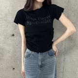 ブラック | エンボス加工ロゴ半袖Tシャツ | me Jane
