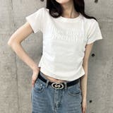 ホワイト | エンボス加工ロゴ半袖Tシャツ | me Jane