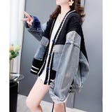 デニム切替ラインリブニットカーディガン | me Jane | 詳細画像9