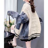 デニム切替ラインリブニットカーディガン | me Jane | 詳細画像5