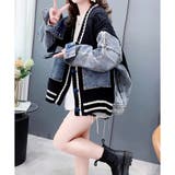 デニム切替ラインリブニットカーディガン | me Jane | 詳細画像6