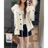 オフホワイト | ハンドステッチフードファーニットカーディガン | me Jane