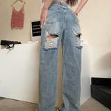 【新色追加!!】バッグダメージデニムストレートパンツ | me Jane | 詳細画像10